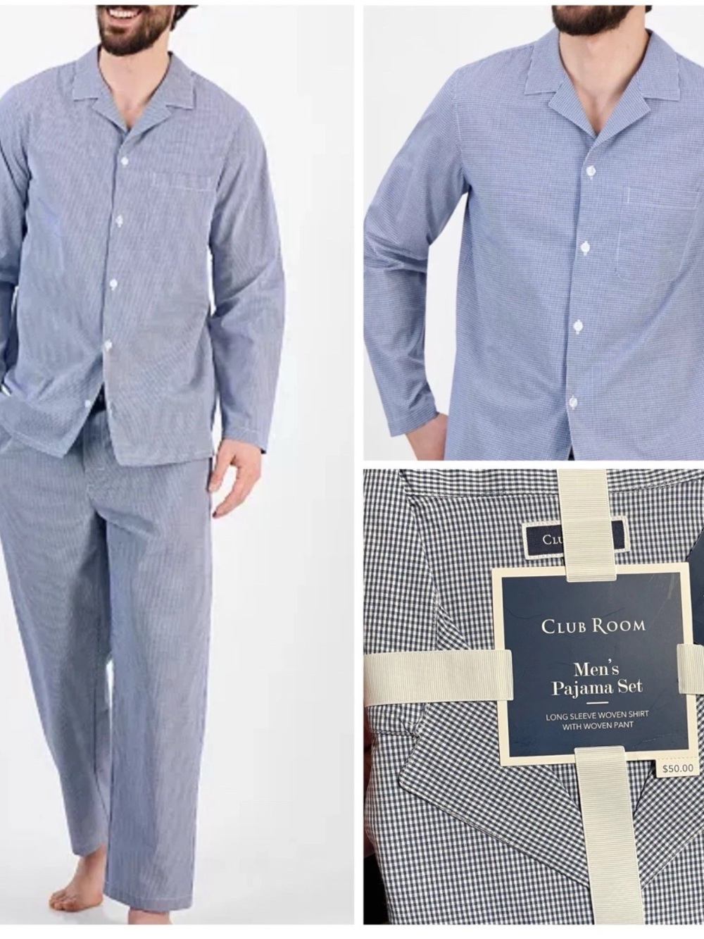 NEW Club Room Men’s Plaid Pajama Set Sz L